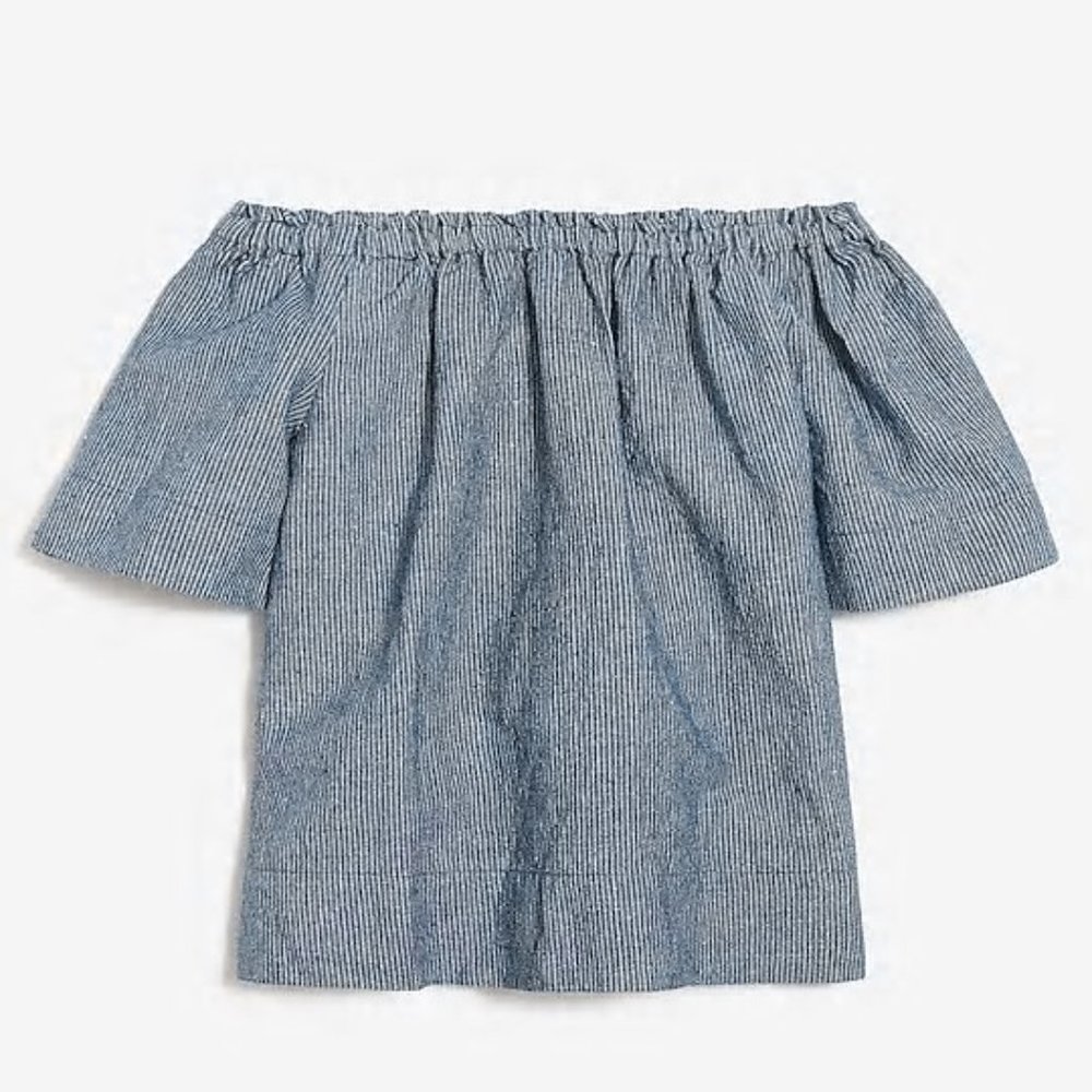 Crewcuts off-the-shoulder blue stripe top